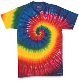 Jacquard Funky Groovy Procion Tie-Dye Kit - Tie-Dyed T-shirt in large swirl pattern