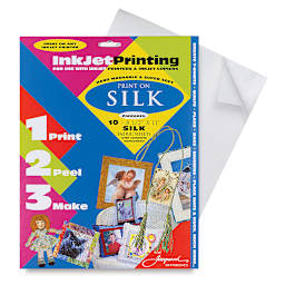Jacquard Silk Inkjet Fabric - Front of package of 10 sheets