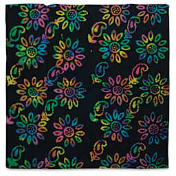 Carolina Batik Bandana - Flowers with Navy Background Bandana shown