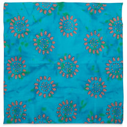 Carolina Batik Bandana - Turquoise and Terracotta pattern Bandana shown