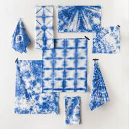 Rit Indigo Shibori Tie Dye Kit - Finished materials dyed with Rit Indigo Dye
