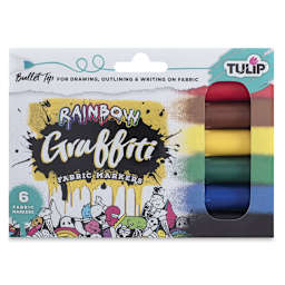 Tulip Graffiti Bullet Tip Fabric Markers - Rainbow, Set of 6 (In packaging)