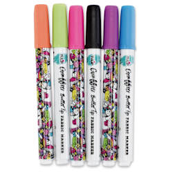 Tulip Graffiti Bullet Tip Fabric Markers - Neon, Set of 6 (Out of packaging)