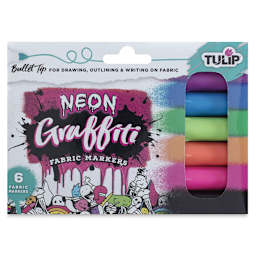 Tulip Graffiti Bullet Tip Fabric Markers - Neon, Set of 6 (In packaging)
