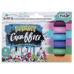 Tulip Graffiti Bullet Tip Fabric Markers - Bright, Set of 6 (In packaging)