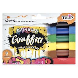 Tulip Graffiti Chisel Tip Fabric Markers - Rainbow, Set of 6 (In packaging)