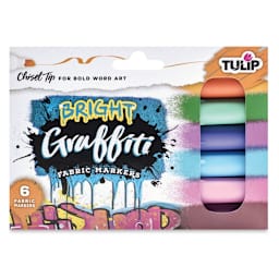 Tulip Graffiti Chisel Tip Fabric Markers - Bright, Set of 6 (In packaging)