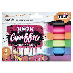 Tulip Graffiti Chisel Tip Fabric Markers - Neon, Set of 6 (In packaging)