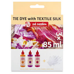 Talens Art Creation Tie Dye with Textile Silk Set - Set of 3, Warm Colors, Bottles (Front of packaging)