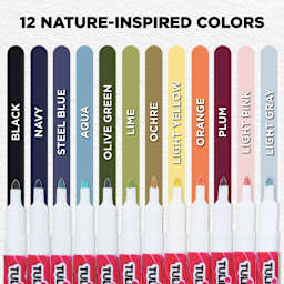 Tulip Fine Tip Fabric Markers - Mountainside Meadow, Set of 12 (color chart)