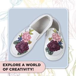 Tulip Fine Tip Fabric Markers - Mountainside Meadow, Set of 12 (finished project example, shoes)