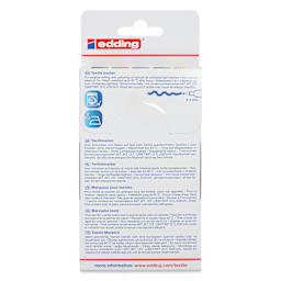 Edding 4500 Textile Markers - Basic, Set of 5, back of the packaging
