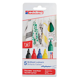 Edding 4500 Textile Markers - Basic, Set of 5, front of the packaging