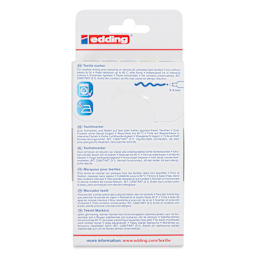 Edding 4500 Textile Markers - Cool, Set of 5, back of the packaging