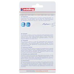 Edding 4600 Textile Pens - Basic Set, back of the packaging