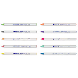 Edding 4600 Textile Pens - Fun, Set of 10, markers laid out with caps off