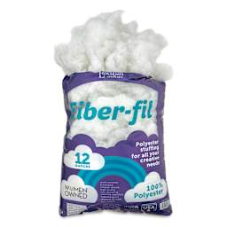 Essentials by Leisure Arts Fiber-fil Polyester Stuffing - 12 oz, fiber coming out from the top of the packaging
