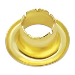 Dritz Eyelets - View from above of the exterior of one Small, Brass eyelet laid out
