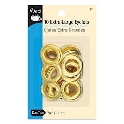 Dritz Eyelets - Brass, Extra Large, Pkg of 10, front of the packaging