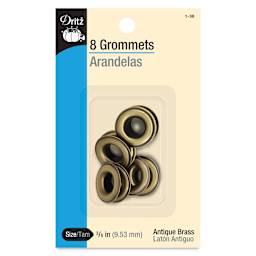 Dritz Grommets - Antique Brass, Pkg of 8, front of the packaging