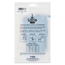 Angelus Lace Lab Flat Colored Shoe Laces - Black, back of the packaging