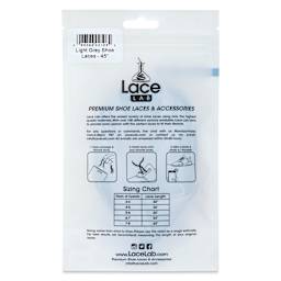 Angelus Lace Lab Flat Colored Shoe Laces - Light Grey, back of the packaging