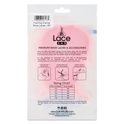 Angelus Lace Lab Flat Colored Shoe Laces - Flamingo Orange, back of the packaging