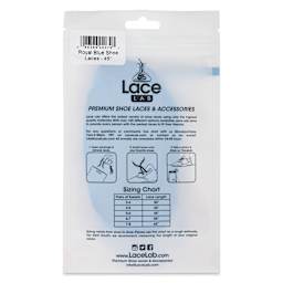 Angelus Lace Lab Flat Colored Shoe Laces - Royal Blue, back of the packaging