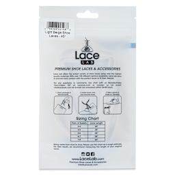 Angelus Lace Lab Flat Colored Shoe Laces - Light Beige, back of the packaging