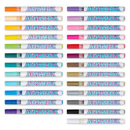 Alpha6 AlphaFlex Textile and Leather Paint Markers - Assorted Colors, 1 mm, Set of 25 markers with caps on