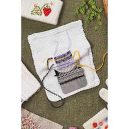 DMC Mini Weaving Loom - woven patch in progress