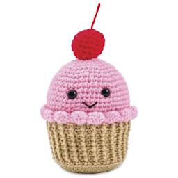 Bucilla Acrylic Yarn Amigurumi Crochet Kit - Sherry the Cupcake, 3" x 5" x 3" - finished