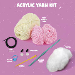 Bucilla Acrylic Yarn Amigurumi Crochet Kit - Cate the Cake - contents