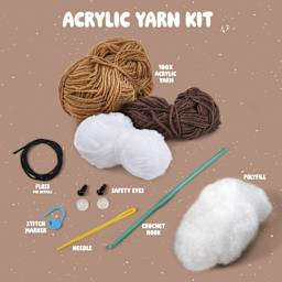 Bucilla Acrylic Yarn Amigurumi Crochet Kit - Marshy the Smore - contents