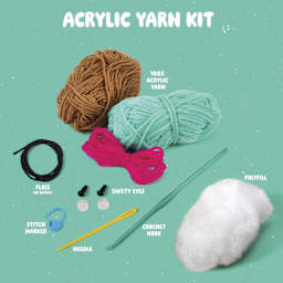 Bucilla Acrylic Yarn Amigurumi Crochet Kit - Ramone the Ice Cream Cone - contents