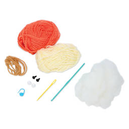 Bucilla Acrylic Yarn Amigurumi Crochet Kit - Flora the Fox, 4" x 5-1/2" x 4" contents