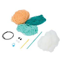 Bucilla Acrylic Yarn Amigurumi Crochet Kit - Tina the Turtle, 6.5" x 2.75" x 7.75" contents