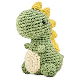 Bucilla T-Shirt Yarn Amigurumi Crochet Kit - Dan the Dino, 6" x 3-3/4" x 4-1/2" - finished