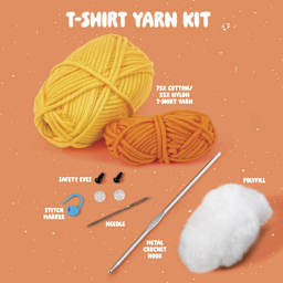 Bucilla T-Shirt Yarn Amigurumi Crochet Kit - Quackers the Duck - contents