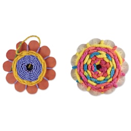 Roylco Take-Home Weaving Flowers -  two flowers with weaving in progress