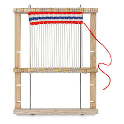 Todd Loom - Front view of loom with weaving started
