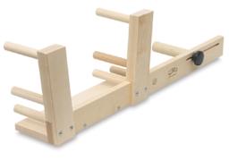 Schacht Inkle Loom - Angled view of closed left side of loom showing tension knob