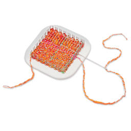 Schacht Zoom Loom - Partially woven square on loom 