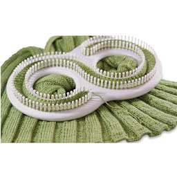 KB Afghan Loom - Partially completed afghan on Loom
