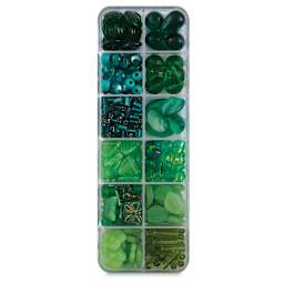 Czech Glass Bead Box Mixes - Components of The Amazon Bead Assortment in compartments