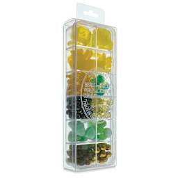 Czech Glass Bead Box Mixes - Components of Citrus Sparkles Bead Assortment in compartments
