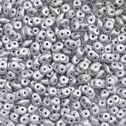 John Bead Czech Glass SuperDuo Two-Hole Beads - Dural, Metallic Matte, 22 g vial