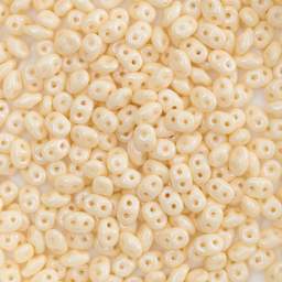 John Bead Czech Glass SuperDuo Two-Hole Beads - Pile of Champagne beads shown