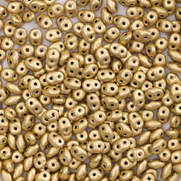 John Bead Czech Glass SuperDuo Two-Hole Beads - Flax, Metallic Matte, 22 g vial