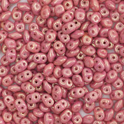 John Bead Czech Glass SuperDuo Two-Hole Beads - Dark Pink, Metallic Luster, 22 g vail